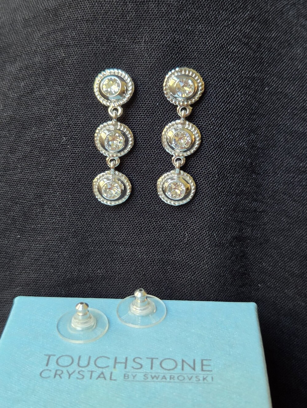 Touchstone Crystal by Swarovski Halo Earrings Crystal Rhodium Plating